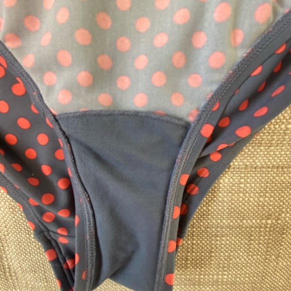 Beach Bump Maternity Grey/Coral Polka Dot Padded Bra High Rise Beach Swimsuit-Lg - Picture 10 of 15
